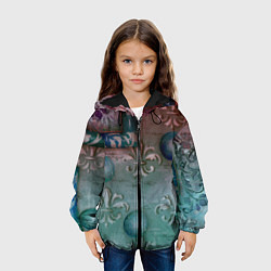 Куртка с капюшоном детская Объемная абстракция - Флер-де-лис, цвет: 3D-черный — фото 2