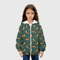Куртка с капюшоном детская Лисы паттерн, цвет: 3D-белый — фото 2
