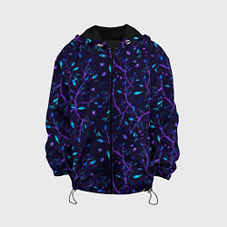 Куртка с капюшоном детская Растительный узор паттерн, цвет: 3D-черный