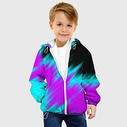 Куртка с капюшоном детская НЕОНОВЫЕ ПОЛОСЫ И НИЧЕГО ЛИШНЕГО NEON STRIPES, цвет: 3D-белый — фото 2