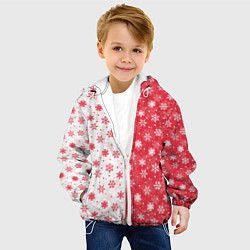Куртка с капюшоном детская Снежинки - новогодние узоры, цвет: 3D-белый — фото 2