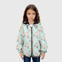 Куртка с капюшоном детская Милые Единороги - девочки, цвет: 3D-черный — фото 2