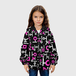 Куртка с капюшоном детская Игра в кальмара лого узор, цвет: 3D-черный — фото 2