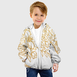 Куртка с капюшоном детская Золотые цветы на белом, цвет: 3D-белый — фото 2