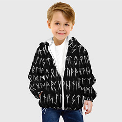 Куртка с капюшоном детская СЛАВЯНСКИЕ СКАНДИНАВСКИЕ РУНЫ РУНИЧЕСКИЙ АЛФАВИТ, цвет: 3D-белый — фото 2