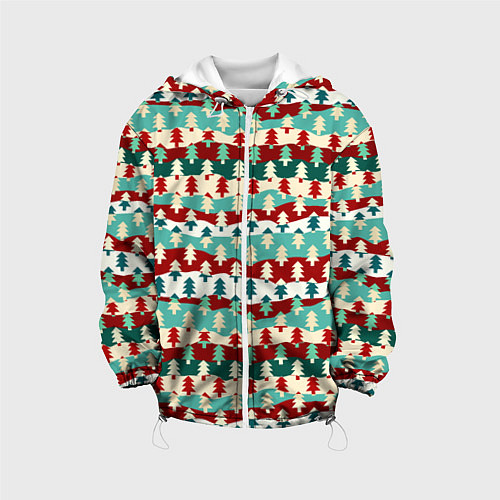 Детская куртка Ёлочки новогодний дизайн / 3D-Белый – фото 1