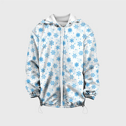 Куртка с капюшоном детская Снежинки снежные узоры, цвет: 3D-белый