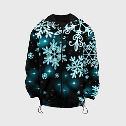 Куртка с капюшоном детская Космические снежинки, цвет: 3D-черный