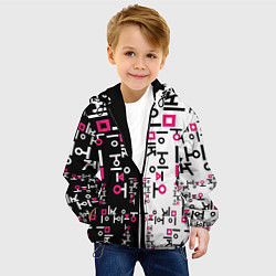 Куртка с капюшоном детская ЛОГО ПАТТЕРН НА ЧЕРНО-БЕЛОМ, цвет: 3D-черный — фото 2