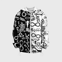 Куртка с капюшоном детская ТОКИЙСКИЕ МСТИТЕЛИ ЛОГОБОМБИНГ ЧБ, цвет: 3D-белый
