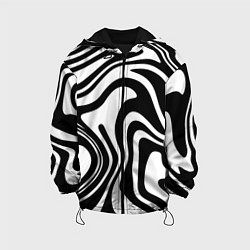 Куртка с капюшоном детская Черно-белые полосы Black and white stripes, цвет: 3D-черный