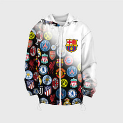 Куртка с капюшоном детская FC BARCELONA LOGOBOMBING, цвет: 3D-белый