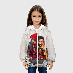 Куртка с капюшоном детская Бумажный дом на бумажном фоне герои и злодеи, цвет: 3D-белый — фото 2
