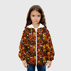 Куртка с капюшоном детская Хохлома цветы-ягодки, цвет: 3D-белый — фото 2