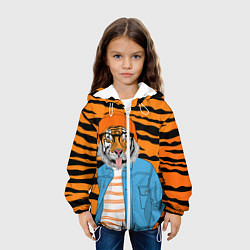 Куртка с капюшоном детская Тигр фурри на стиле, цвет: 3D-белый — фото 2