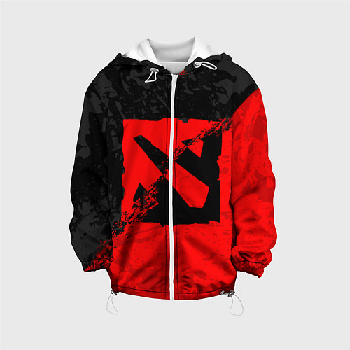 Детская куртка DOTA 2 RED BLACK LOGO, БРЫЗГИ КРАСОК / 3D-Белый – фото 1