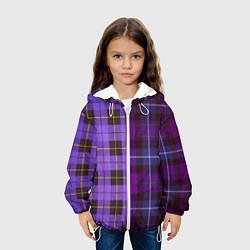 Куртка с капюшоном детская Purple Checkered, цвет: 3D-белый — фото 2