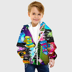 Куртка с капюшоном детская Geometry Dash: Parallel Worlds, цвет: 3D-белый — фото 2