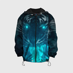 Куртка с капюшоном детская Неоновый водяной тигр 2022, цвет: 3D-черный