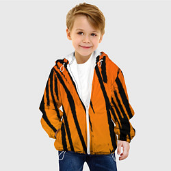 Куртка с капюшоном детская Шкура тигра диагональ, цвет: 3D-белый — фото 2