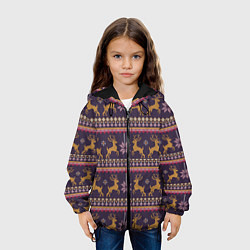 Куртка с капюшоном детская Новогодний свитер c оленями 2, цвет: 3D-черный — фото 2