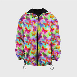 Куртка с капюшоном детская Разноцветные Бабочки Color, цвет: 3D-черный