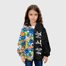 Куртка с капюшоном детская Такаси Мураками Иероглифами, цвет: 3D-черный — фото 2