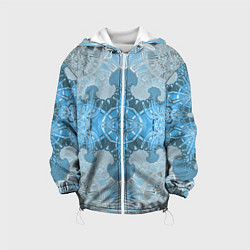 Куртка с капюшоном детская Коллекция Фрактальная мозаика Голубой 292-6-n, цвет: 3D-белый