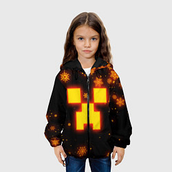 Куртка с капюшоном детская НОВОГОДНИЙ ОГНЕННЫЙ КРИПЕР CREEPER FIRE, цвет: 3D-черный — фото 2