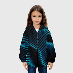 Куртка с капюшоном детская Волны голубого металла, цвет: 3D-черный — фото 2