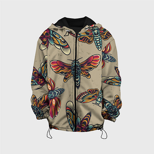 Детская куртка Мотыльки-черепа / 3D-Черный – фото 1