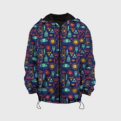 Куртка с капюшоном детская Индейский узор Майя, цвет: 3D-черный