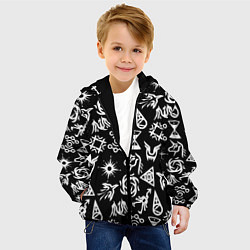 Куртка с капюшоном детская EXO BAND SYMBOL PATTERN WHITE K-POP, цвет: 3D-черный — фото 2