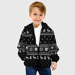 Куртка с капюшоном детская ЧЁРНЫЙ НОВОГОДНИЙ СВИТЕР С ОЛЕНЯМИ 2022, цвет: 3D-черный — фото 2