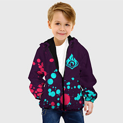 Куртка с капюшоном детская GENSHIN IMPACT - ПОДЖИГАТЕЛЬ - Краски, цвет: 3D-черный — фото 2