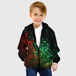 Куртка с капюшоном детская Неоновые светящиеся палочки, цвет: 3D-черный — фото 2