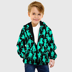Куртка с капюшоном детская НЕОНОВЫЕ ГЕРОИ ГЕНШИН ИМПАКТ, цвет: 3D-черный — фото 2