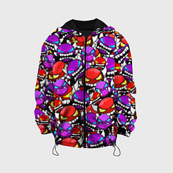 Куртка с капюшоном детская Geometry Dash паттерн смайлов, цвет: 3D-черный