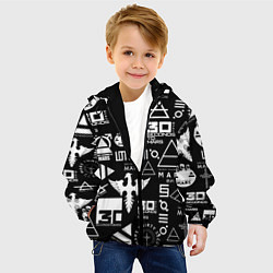 Куртка с капюшоном детская 30 Seconds to Mars: Паттерн логотипов, цвет: 3D-черный — фото 2