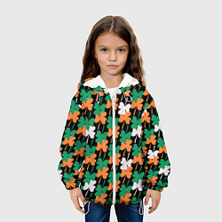 Куртка с капюшоном детская Клевер в цветах Ирландского флага паттерн, цвет: 3D-белый — фото 2