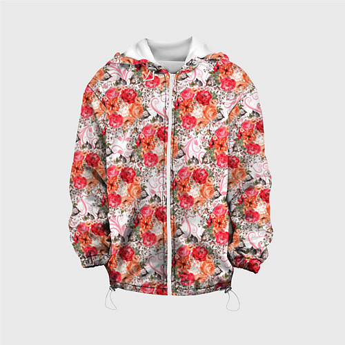 Детская куртка Цветы - розы паттерн / 3D-Белый – фото 1