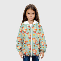 Куртка с капюшоном детская Лисички паттерн, цвет: 3D-белый — фото 2