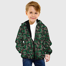 Куртка с капюшоном детская Зелёный Вязаный Камуфляж, цвет: 3D-черный — фото 2