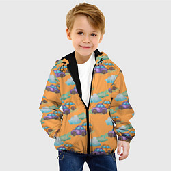 Куртка с капюшоном детская Детские машинки паттерн, цвет: 3D-черный — фото 2