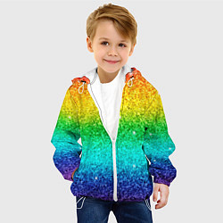Куртка с капюшоном детская Блестки радуга, цвет: 3D-белый — фото 2