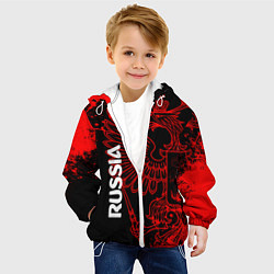 Куртка с капюшоном детская Russia Герб страны, цвет: 3D-белый — фото 2