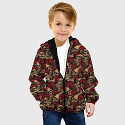 Куртка с капюшоном детская ROCK AND ROLL Черепа и Розы, цвет: 3D-черный — фото 2
