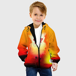 Куртка с капюшоном детская Кобра Кай Закат Градиент Cobra Kai Sun, цвет: 3D-черный — фото 2