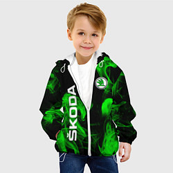Куртка с капюшоном детская Skoda: Green Smoke, цвет: 3D-белый — фото 2