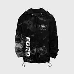 Куртка с капюшоном детская Ford, Форд, Серый фон, цвет: 3D-черный